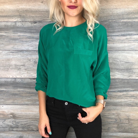 Angela Tone Tops - Vintage Angela Tone 100% Silk Blouse
